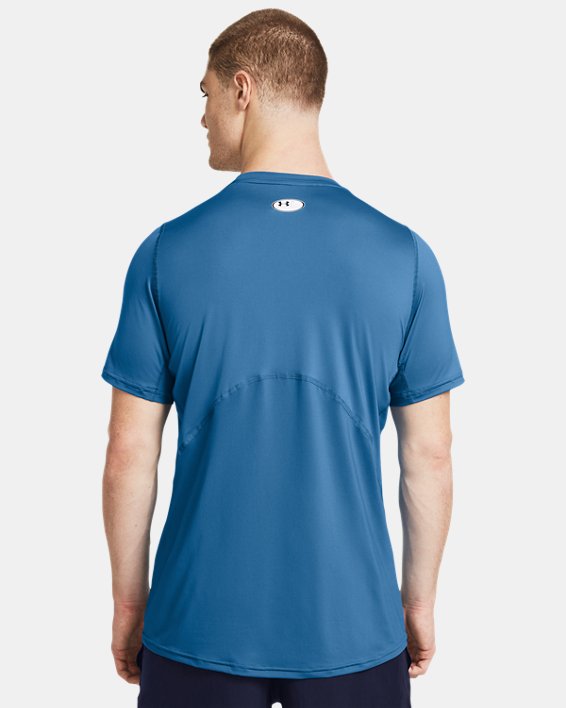 Men's HeatGear® Fitted Short Sleeve, Blue, pdpMainDesktop image number 1